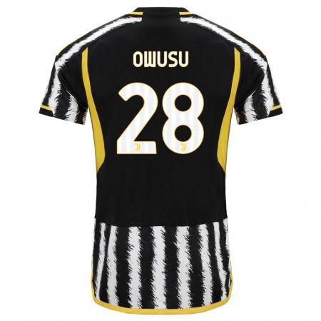 Kandiny Kinder Augusto Owusu #28 Schwarz-Weiss Heimtrikot Trikot 2023/24 T-Shirt