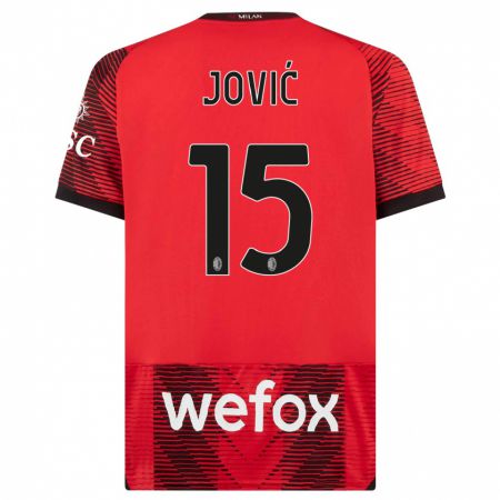 Kandiny Kinder Luka Jovic #15 Rot Schwarz Heimtrikot Trikot 2023/24 T-Shirt