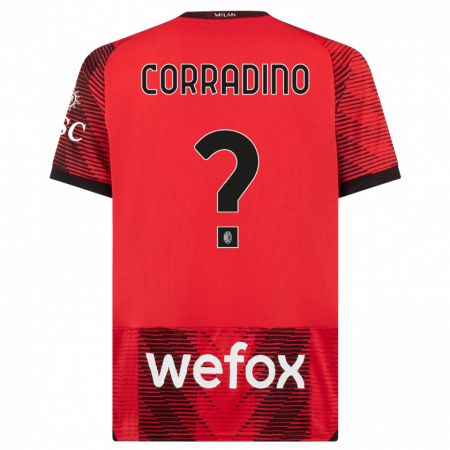 Kandiny Kinder Riccardo Corradino #0 Rot Schwarz Heimtrikot Trikot 2023/24 T-Shirt