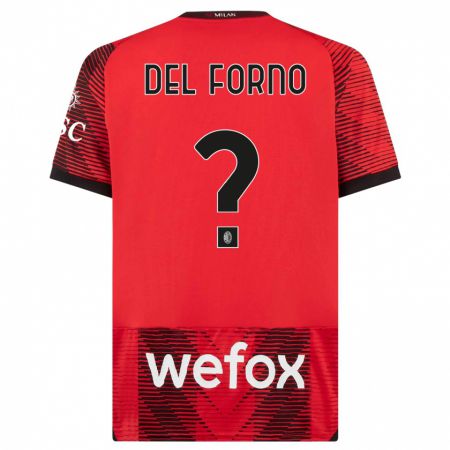 Kandiny Kinder Luca Del Forno #0 Rot Schwarz Heimtrikot Trikot 2023/24 T-Shirt