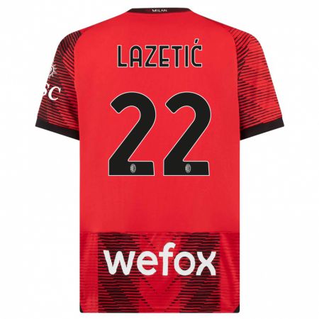 Kandiny Kinder Marko Lazetic #22 Rot Schwarz Heimtrikot Trikot 2023/24 T-Shirt