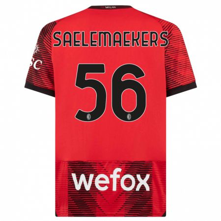 Kandiny Kinder Alexis Saelemaekers #56 Rot Schwarz Heimtrikot Trikot 2023/24 T-Shirt