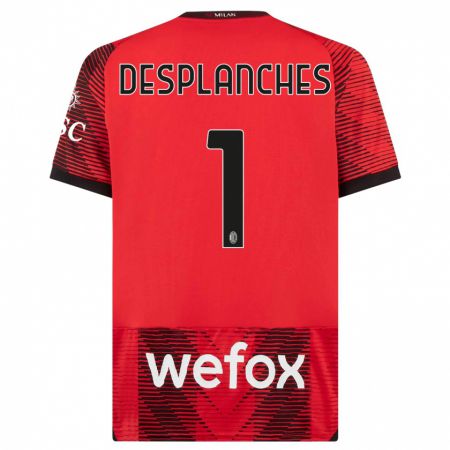 Kandiny Kinder Sebastiano Desplanches #1 Rot Schwarz Heimtrikot Trikot 2023/24 T-Shirt