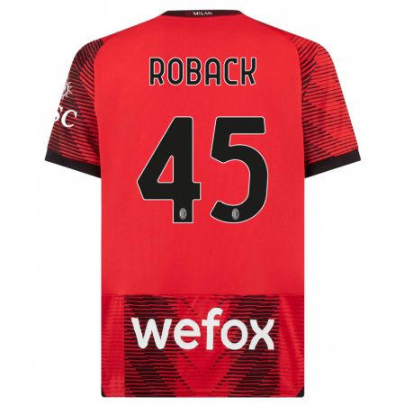 Kandiny Kinder Emil Roback #45 Rot Schwarz Heimtrikot Trikot 2023/24 T-Shirt