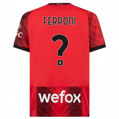 Kandiny Kinder Leonardo Ferroni #0 Rot Schwarz Heimtrikot Trikot 2023/24 T-Shirt