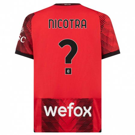 Kandiny Kinder Riccardo Nicotra #0 Rot Schwarz Heimtrikot Trikot 2023/24 T-Shirt