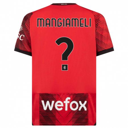 Kandiny Kinder Federico Mangiameli #0 Rot Schwarz Heimtrikot Trikot 2023/24 T-Shirt