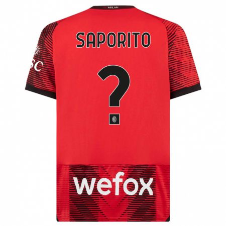 Kandiny Kinder Riccardo Saporito #0 Rot Schwarz Heimtrikot Trikot 2023/24 T-Shirt