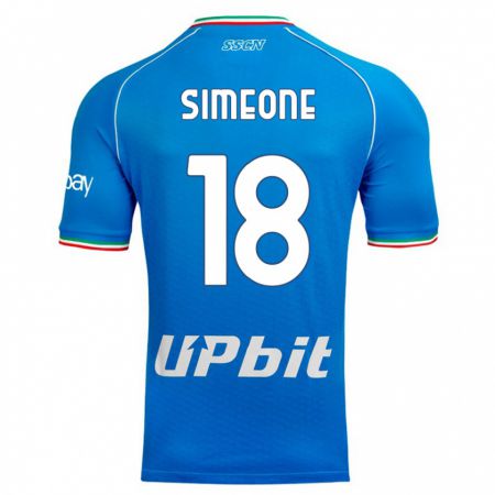 Kandiny Kinder Giovanni Simeone #18 Himmelblau Heimtrikot Trikot 2023/24 T-Shirt