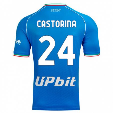 Kandiny Kinder Alessandro Castorina #24 Himmelblau Heimtrikot Trikot 2023/24 T-Shirt