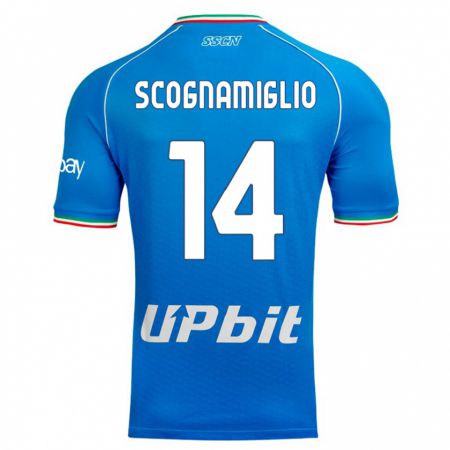 Kandiny Kinder Fabio Scognamiglio #14 Himmelblau Heimtrikot Trikot 2023/24 T-Shirt