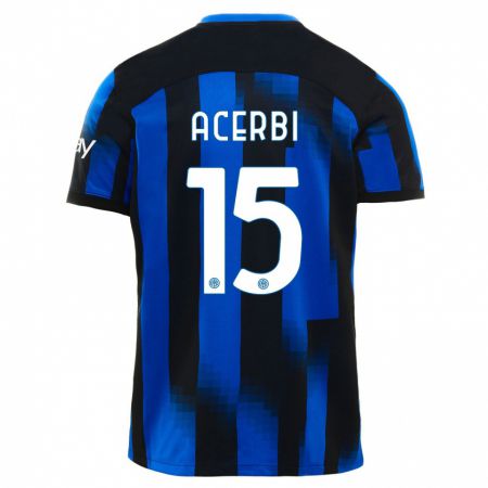 Kandiny Kinder Francesco Acerbi #15 Schwarz Blau Heimtrikot Trikot 2023/24 T-Shirt