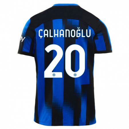 Kandiny Kinder Hakan Calhanoglu #20 Schwarz Blau Heimtrikot Trikot 2023/24 T-Shirt