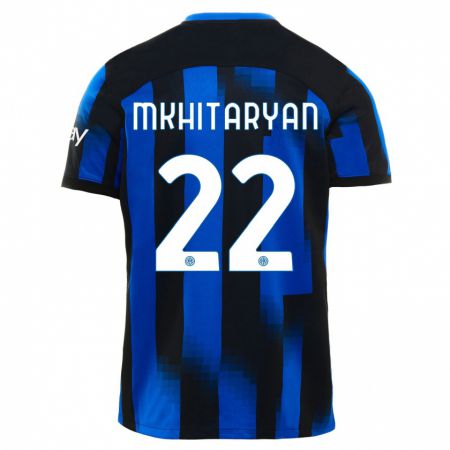 Kandiny Kinder Henrikh Mkhitaryan #22 Schwarz Blau Heimtrikot Trikot 2023/24 T-Shirt