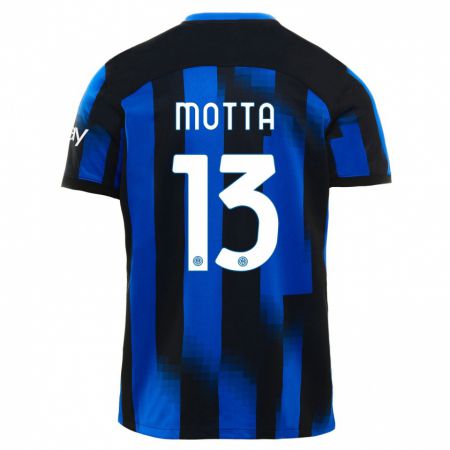 Kandiny Kinder Matteo Motta #13 Schwarz Blau Heimtrikot Trikot 2023/24 T-Shirt