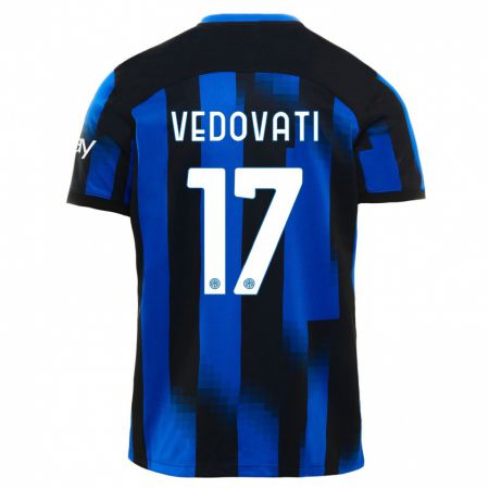 Kandiny Kinder Gabriele Vedovati #17 Schwarz Blau Heimtrikot Trikot 2023/24 T-Shirt