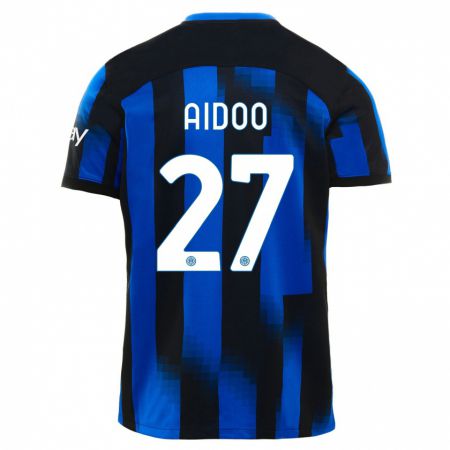 Kandiny Kinder Mike Aidoo #27 Schwarz Blau Heimtrikot Trikot 2023/24 T-Shirt