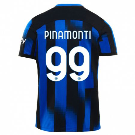 Kandiny Kinder Andrea Pinamonti #99 Schwarz Blau Heimtrikot Trikot 2023/24 T-Shirt