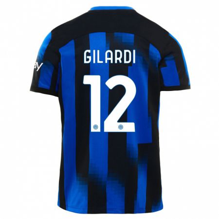 Kandiny Kinder Astrid Gilardi #12 Schwarz Blau Heimtrikot Trikot 2023/24 T-Shirt