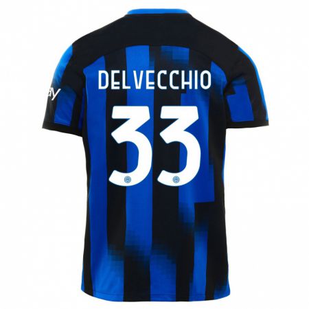 Kandiny Kinder Gabriele Delvecchio #33 Schwarz Blau Heimtrikot Trikot 2023/24 T-Shirt