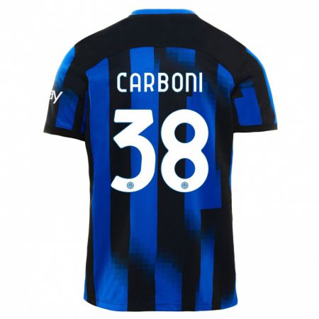 Kandiny Kinder Valentin Carboni #38 Schwarz Blau Heimtrikot Trikot 2023/24 T-Shirt
