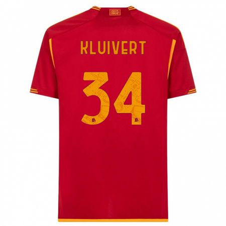 Kandiny Kinder Justin Kluivert #34 Rot Heimtrikot Trikot 2023/24 T-Shirt