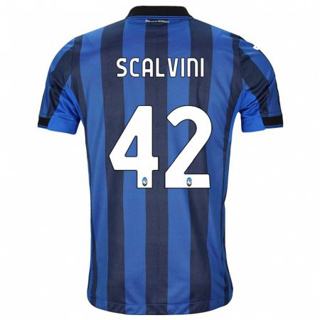 Kandiny Kinder Giorgio Scalvini #42 Schwarz Blau Heimtrikot Trikot 2023/24 T-Shirt