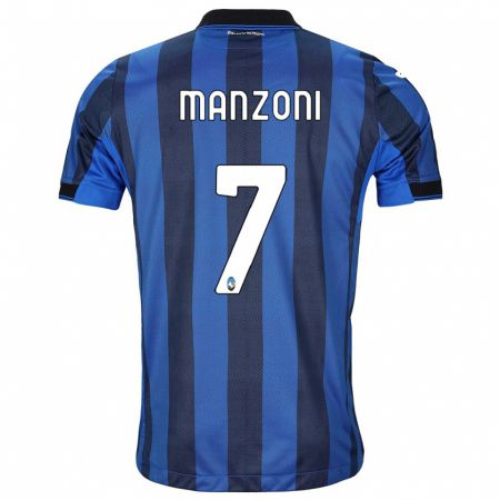 Kandiny Kinder Alberto Manzoni #7 Schwarz Blau Heimtrikot Trikot 2023/24 T-Shirt