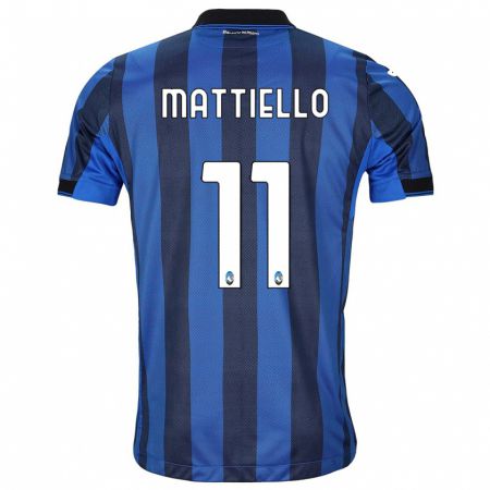 Kandiny Kinder Federico Mattiello #11 Schwarz Blau Heimtrikot Trikot 2023/24 T-Shirt