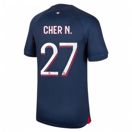 Kandiny Kinder Cher Ndour #27 Blau Rot Heimtrikot Trikot 2023/24 T-Shirt