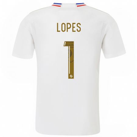 Kandiny Kinder Anthony Lopes #1 Weiß Heimtrikot Trikot 2023/24 T-Shirt