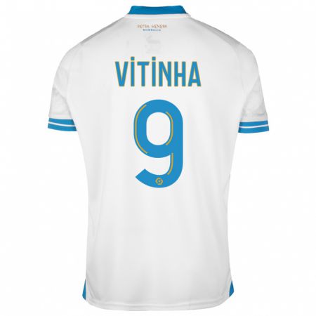 Kandiny Kinder Vitinha #9 Weiß Heimtrikot Trikot 2023/24 T-Shirt