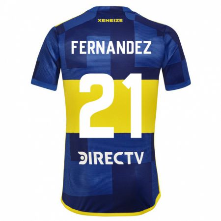 Kandiny Kinder Ezequiel Fernández #21 Dunkelblau Gelb Heimtrikot Trikot 2023/24 T-Shirt