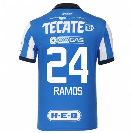 Kandiny Kinder César Ramos #24 Blau Weiss Heimtrikot Trikot 2023/24 T-Shirt