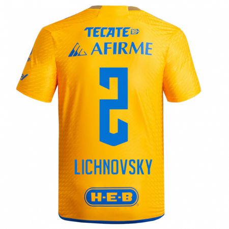 Kandiny Kinder Igor Lichnovsky #2 Gelb Heimtrikot Trikot 2023/24 T-Shirt