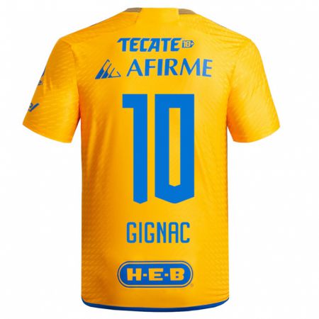 Kandiny Kinder André-Pierre Gignac #10 Gelb Heimtrikot Trikot 2023/24 T-Shirt