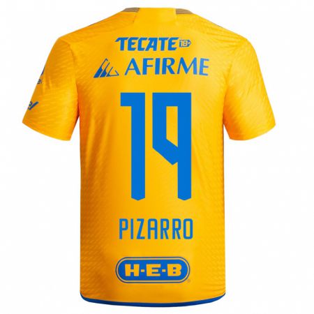 Kandiny Kinder Guido Pizarro #19 Gelb Heimtrikot Trikot 2023/24 T-Shirt