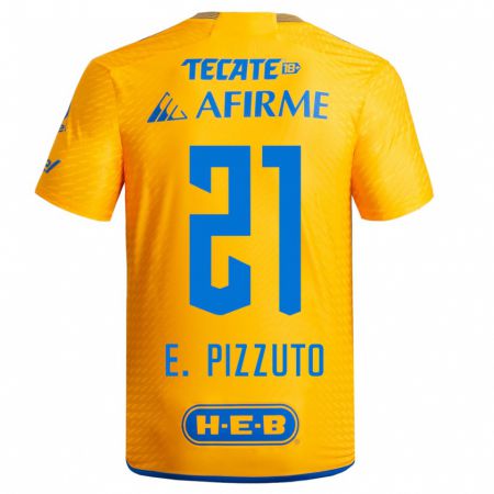 Kandiny Kinder Eugenio Pizzuto #21 Gelb Heimtrikot Trikot 2023/24 T-Shirt