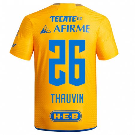 Kandiny Kinder Florian Thauvin #26 Gelb Heimtrikot Trikot 2023/24 T-Shirt
