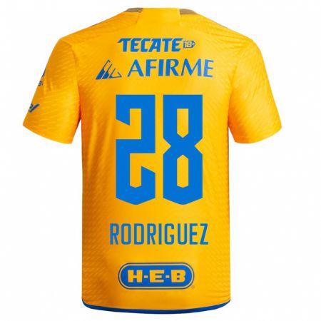 Kandiny Kinder Luis Rodriguez #28 Gelb Heimtrikot Trikot 2023/24 T-Shirt