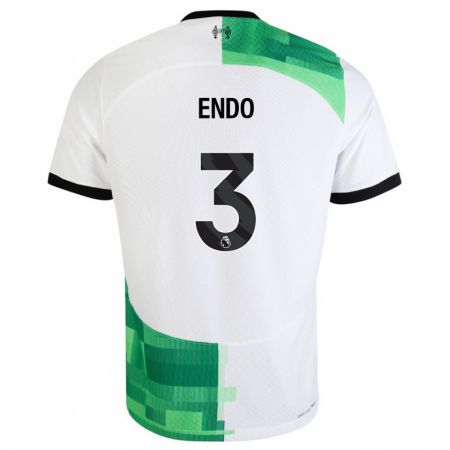 Kandiny Kinder Wataru Endo #3 Weiß Grün Auswärtstrikot Trikot 2023/24 T-Shirt