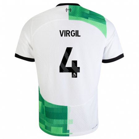 Kandiny Kinder Virgil Van Dijk #4 Weiß Grün Auswärtstrikot Trikot 2023/24 T-Shirt