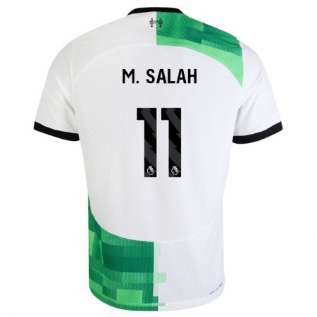 Kandiny Kinder Mohamed Salah #11 Weiß Grün Auswärtstrikot Trikot 2023/24 T-Shirt