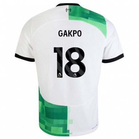 Kandiny Kinder Cody Gakpo #18 Weiß Grün Auswärtstrikot Trikot 2023/24 T-Shirt