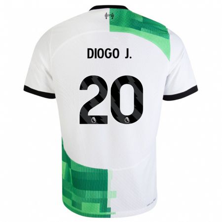 Kandiny Kinder Diogo Jota #20 Weiß Grün Auswärtstrikot Trikot 2023/24 T-Shirt