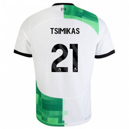 Kandiny Kinder Konstantinos Tsimikas #21 Weiß Grün Auswärtstrikot Trikot 2023/24 T-Shirt