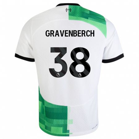 Kandiny Kinder Ryan Gravenberch #38 Weiß Grün Auswärtstrikot Trikot 2023/24 T-Shirt
