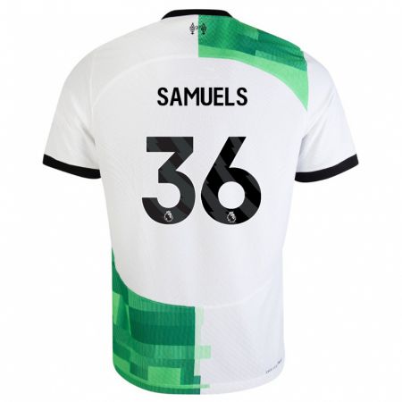 Kandiny Kinder Kerron Samuels #36 Weiß Grün Auswärtstrikot Trikot 2023/24 T-Shirt