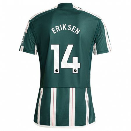 Kandiny Kinder Christian Eriksen #14 Dunkelgrün Auswärtstrikot Trikot 2023/24 T-Shirt