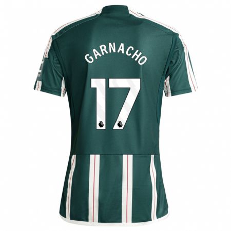 Kandiny Kinder Alejandro Garnacho #17 Dunkelgrün Auswärtstrikot Trikot 2023/24 T-Shirt